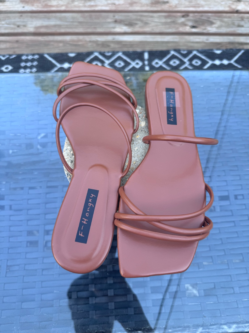 Square Toe Slide Sandals Sz 8